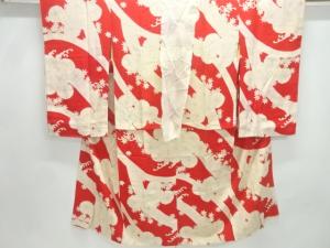 アンティーク　錦紗竜田川に菊模様長襦袢